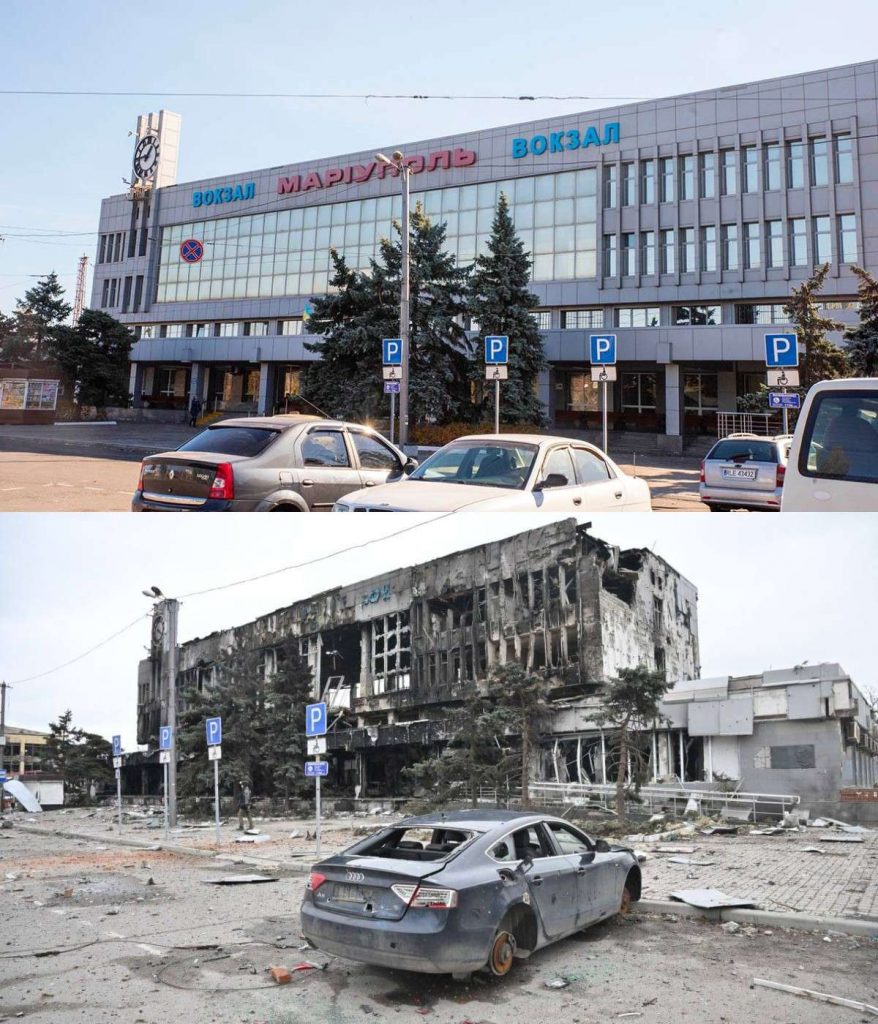 train station, before and after